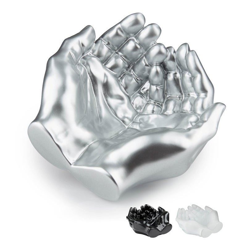 Tapeera Hand Shaped Succulent Planter Pot - Crystal Holder Display - Air Plant Holder Hand Planter - Giving Hands Sculpture Decor - Key Bowl Ring Dish Trinket Dish Candy Dish - Candle Holder (Silver) - Image 1